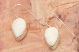 Genuine White Buffalo Turquoise Sterling Silver Navajo Earrings